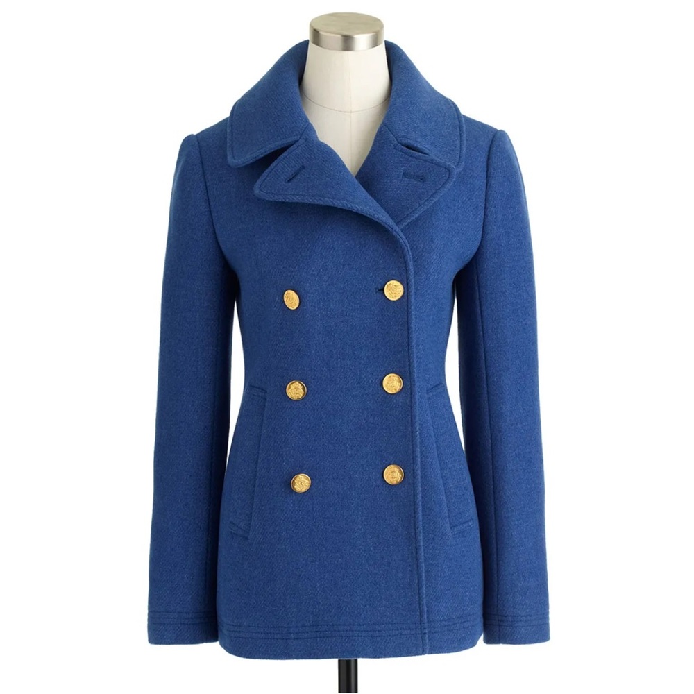 J.CREW 0P Stadium Cloth Nelli Gori Majesty Peacoat in Cobalt Blue Italian Wool